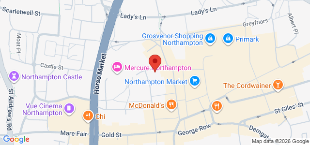 Map showing Ali Baba Kebab & Pizza in Northampton